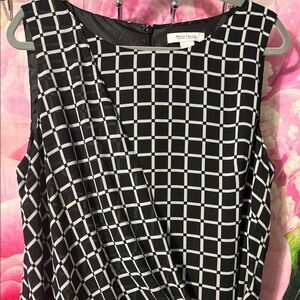 White House Black Market Asymmetrical Black and White Dress